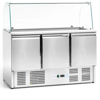 Chladicí stůl 3-dveřový salátový 400 l, se skleněným nástavcem | FORGAST FG07104