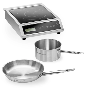KIT Indukční vařič 3,5 kW s ocelovou pánví a kastrolem FORGAST FG09030K