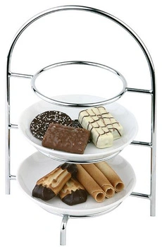 Stojan na servírování na 3 talíře, nerezová ocel, 18.5x15.5x26 cm | APS 33215