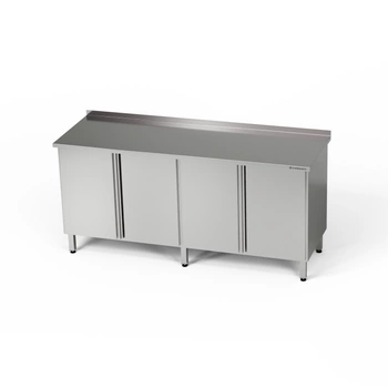 Nerezový pracovní stůl se 2 skříňkami 230x60x85 cm | FORGAST