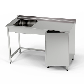 Nerezový stůl s jednoplášťovým dřezem a skříňkou 160x70x85 cm | FORGAST