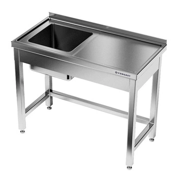 Nerezový stůl s jednoplášťovým dřezem 90x60x85 cm | FORGAST