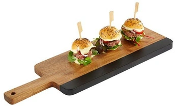 Servírovací deska ROCKWOOD, s páskem z břidlice, hnědá, 40,5x13x1,5 cm | APS 867