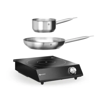 Indukční vařič 3,5 kW, 230 V + rendlík + pánev | HENDI 239889