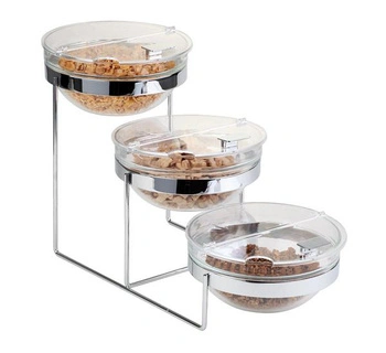 Bufetový stojan SUNDAY, sada se 3 miskami s víčky, 61x24x37,5 cm | APS 11795