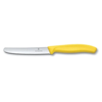 Švýcarský vroubkovaný nůž na zeleninu a ovoce Swiss Classic, žlutý, délka čepele 11 cm | VICTORINOX 6.7836.L118