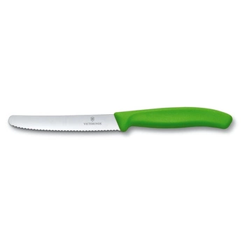 Švýcarský vroubkovaný nůž na zeleninu a ovoce Swiss Classic zelený délka čepele 11 cm | VICTORINOX 6.7836.L114
