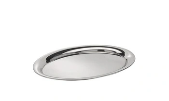 Tác KAFFEEHAUS oválný, leštěný, matný, z nerezové oceli, 26.5x19.5x0.5 cm | APS 30116