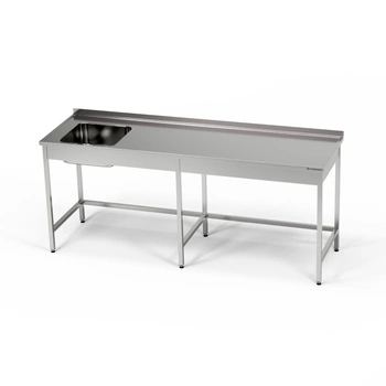 Nerezový stůl s jednoplášťovým dřezem 230x70x85 cm | FORGAST