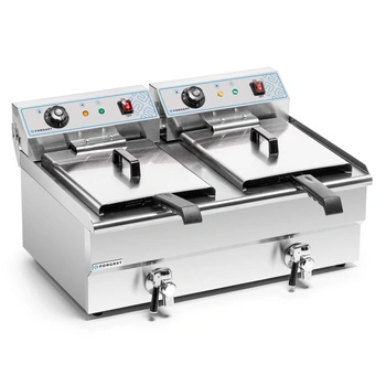 Elektrická fritéza 2-komorová 2x16l s vypouštěcím kohoutem, studená zóna, 10 kW, 230 V | FORGAST FG09016