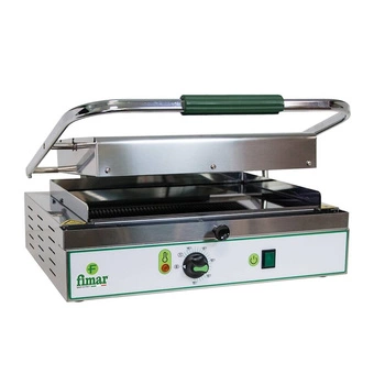 Kontaktní gril panini s keramickými deskami, hladká horní deska, rýhovaná spodní deska 40x30 cm, 2 kW, 230 V | FIMAR PV40LR