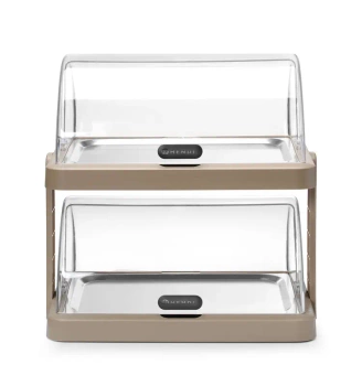 Dvojitá chladicí vitrína roll-top Duo UNIQ navrženo Robertem Bronwasserem, béžová, 48x35,5x48 cm | HENDI 871959