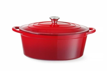 Litinový hrnec s poklicí červený - objem 7 l HENDI 626825
