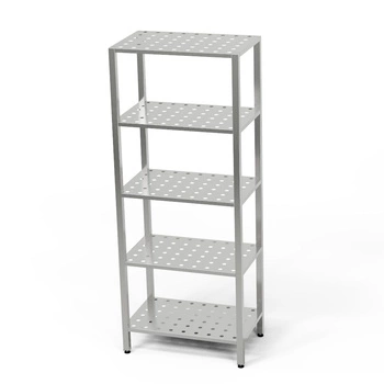 Nerezový perforovaný regál s 5 policemi 80x60x200 cm | FORGAST