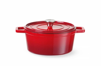 Litinový hrnec s poklicí červený - objem 3,4 l l HENDI 626832