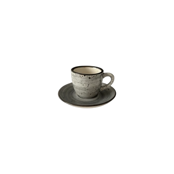 Šálek Bel 100 ml s podšálkem 11 cm Still Rustic šedý | KERA KERAMIKA 2.3.3.RUSTIC ŠEDÝ