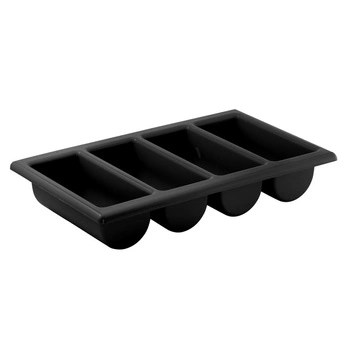 Nádoba na příbory, GN 1/1, polypropylen, černá, 53x32,5x10 cm | APS 11954