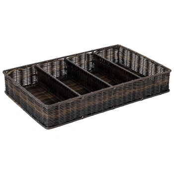 Pletená nádoba na příbory GN 1/1, hnědá, 53x32,5x9 cm | APS 11966