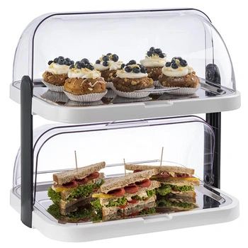 Dvoupodlažní bufetová vitrína DOPPELDECKER s chladicí vložkou, bílá, 44x32x44 cm | APS 9200