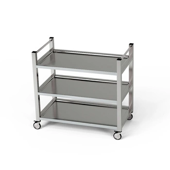 Nerezový číšnický vozík se 3 policemi a svislou rukojetí 100x50x85 cm | FORGAST