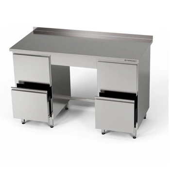 Nerezový pracovní stůl se 2 bloky 2 zásuvek 140x60x85 cm | FORGAST