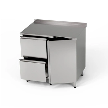 Nerezový pracovní stůl se skříňkou a zásuvkovým blokem 80x60x85 cm | FORGAST