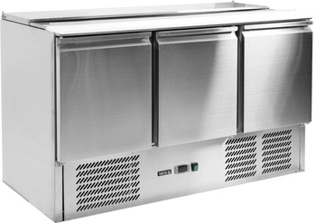 Třídveřový chladicí salátový stůl s víkem z nerezové oceli | YATO YG-05290