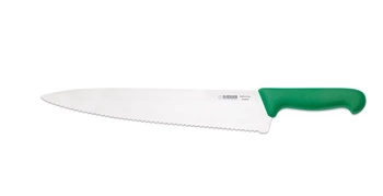 Kuchařský nůž s vlnitým ostřím - 31 cm, zelený | GIESSER MESSER 8455 w 31 gr