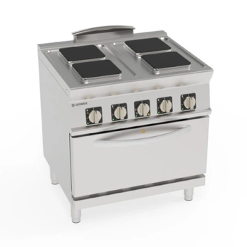 Elektrický sporák pro gastronomii, 4 plotýnky s troubou GN1/1 | TECNOINOX 716086