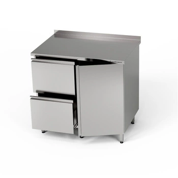 Nerezový pracovní stůl se skříňkou a zásuvkovým blokem 100x60x85 cm | FORGAST