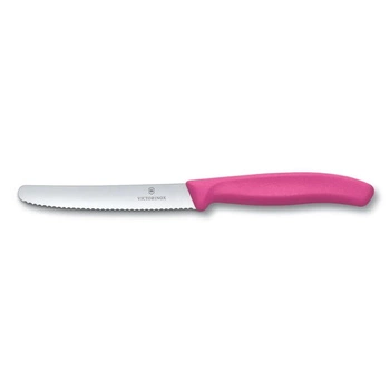 Růžový vroubkovaný nůž na zeleninu a ovoce Swiss Classic délka čepele 11 cm | VICTORINOX 6.7836.L115