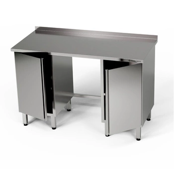 Nerezový pracovní stůl se dvěma skříňkami 240x70x85 cm | FORGAST