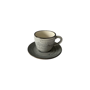 Šálek 200 ml s podšálkem 15 cm Still Rustic šedý | KERA CERAMIKA 2.3.1.RUSTIC ŠEDÝ