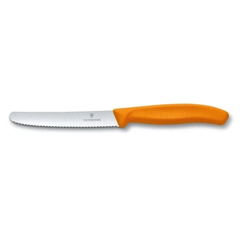 Švýcarský vroubkovaný nůž na zeleninu a ovoce Swiss Classic oranžový délka čepele 11 cm | VICTORINOX 6.7836.L119