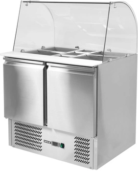 Chladicí dvoudveřový salátový stůl se skleněným nástavcem | YATO YG-05260