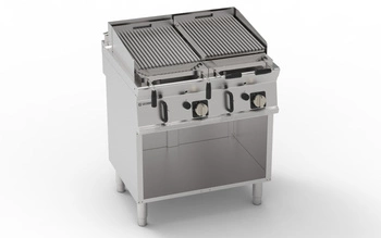 Dvojitý plynový lávový gril na otevřeném podstavci 2x 8 kW | TECNOINOX 713150
