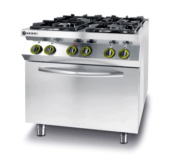 Kitchen Line Plynový sporák se 4 hořáky a elektrickou troubou GN 1/1 | HENDI 225882