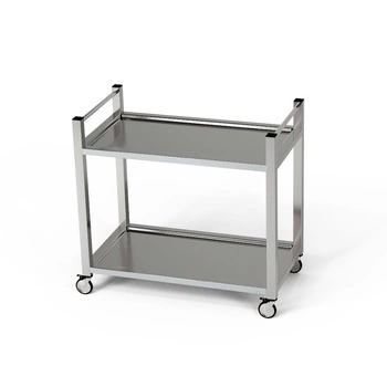 Nerezový číšnický vozík se 2 policemi a svislou rukojetí 110x40x85 cm | FORGAST