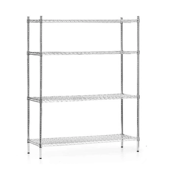 Skladovací regál z chromované oceli, 4 police, 122x45,5x180 cm skládací | FORGAST FG15133