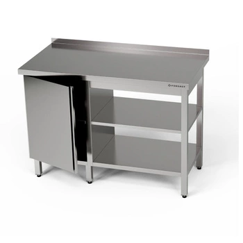 Nerezový pracovní stůl se skříňkou a dvěma policemi 110x70x85 cm | FORGAST
