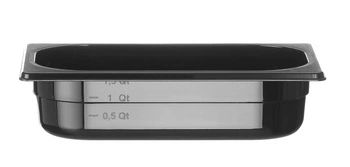 GN 1/4 hrnec 6,5 cm hluboký z černého polykarbonátu | HENDI 862636