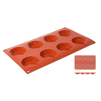 Silikonová forma na pečení Tortelett, 8 otvorů o průměru 6 cm | CONTACTO 6632/068