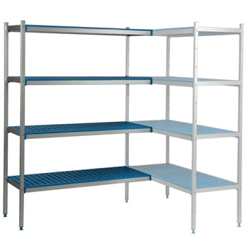 Rohový regál s 5 policemi, hloubka 50 cm 2PD-55+5P-95+5P-105+10UM | ALUSHELF 50384