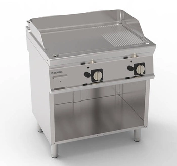 Plynová 1/3 drážkovaná grilovací deska na otevřeném podstavci 74,8x56,4 cm | TECNOINOX 713046