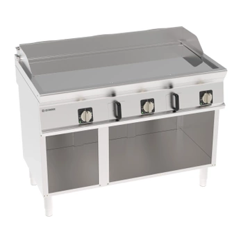 Elektrická grilovací deska, hladká, chromovaná, otevřená základna, 120 cm, 400V Tecno74 | TECNOINOX 716208