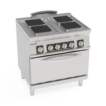 Elektrický sporák pro veřejné stravování, čtyřdno čtvercové s troubou GN 2/1 | TECNOINOX 716191