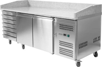 Chladicí stůl 2-dveřový na pizzu se zásuvkami | YATO YG-05310