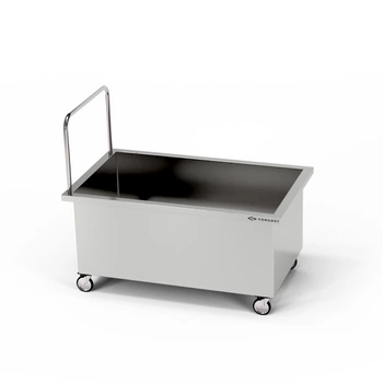 Nerezový 1komorový mobilní nízký bazén (hloubka 40 cm) 120x70x85 cm | FORGAST