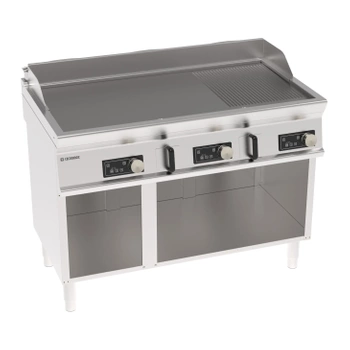 Elektrický gril, elektronické ovládání, 2/3 hladký, 1/3 drážkovaný na otevřeném podstavci, 120 cm, 400V Tecno74 | TECNOINOX 716247