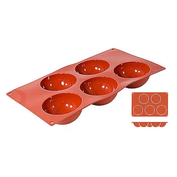 Silikonová forma na pečení polokoule, 5 otvorů o průměru 8 cm | CONTACTO 6630/085